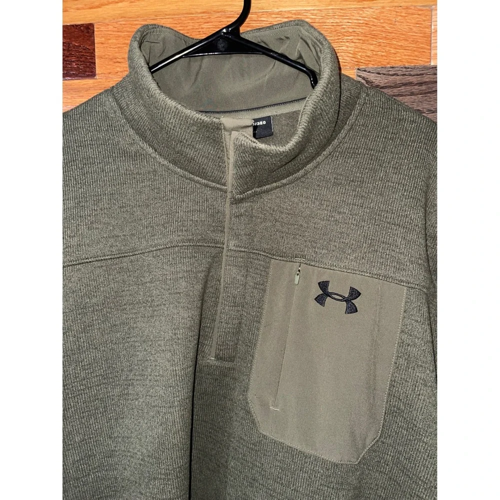 Under Armour Mens 3XL Specialist 2.0 Quarter Snap Sweater Olive Green Excellent